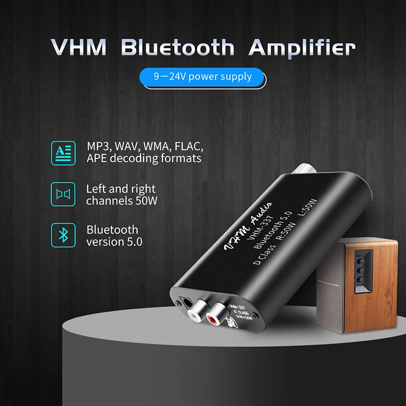 VHM337 50WX2 Mini Bluetooth 5.0 Wireless Audio Power Digital Amplifier Board Stereo Amp DC 9V-24V | Электроника