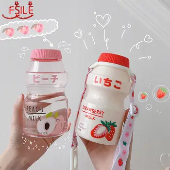 

FSILE Girl Heart Oblique Plastic Cup Japanese Drink Cup Cute Student Water Cup Female Child Portable Portable Cup Kettle