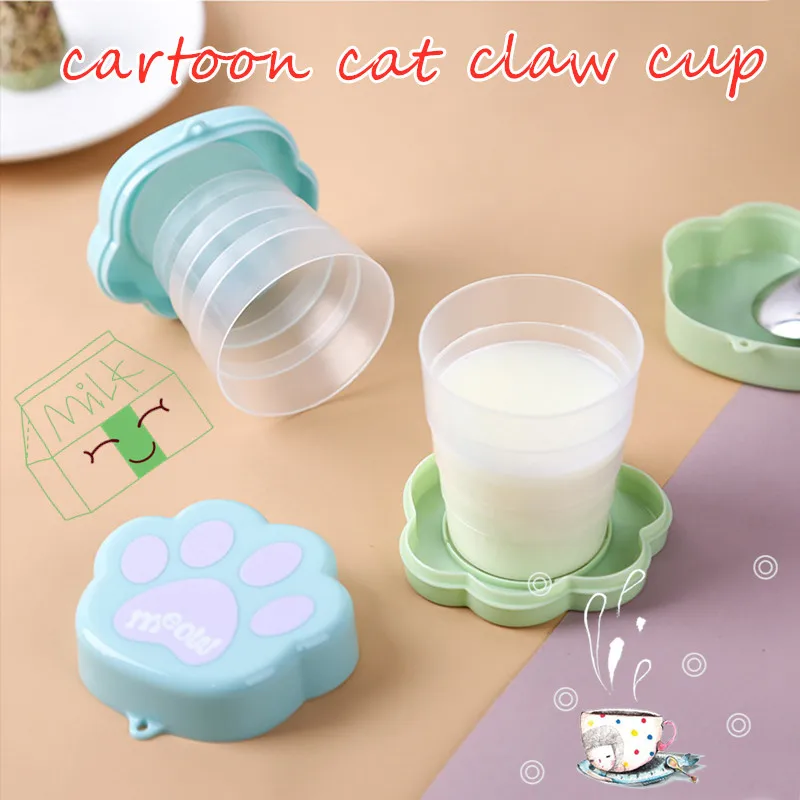 

Folding Creative Cartoon Cat Claw Cup Telescopic Cup Travel Cup Children Drinkware Folding Coffee Cups Outdoor Sport Water Cup