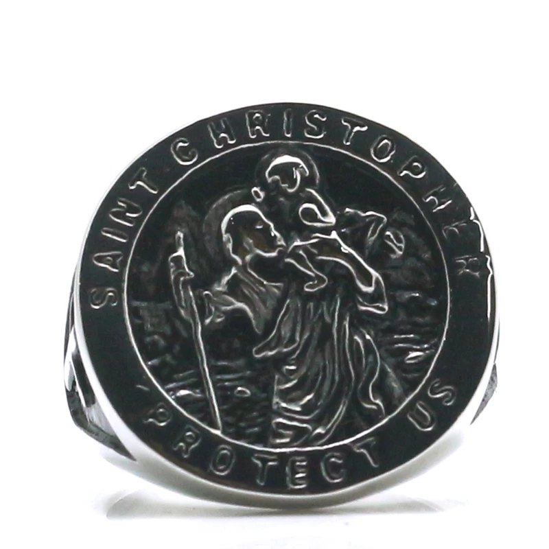 Новое кольцо из нержавеющей стали 316L, унисекс, Святого Кристофера, Размер 7-15