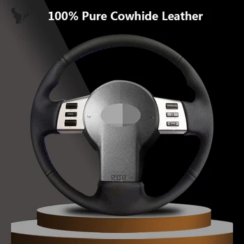 

Hand-stitched Black Genuine Leather Steering Wheel Cover for for Infiniti FX FX35 FX45 2003-2007 Nissan 350Z 2003-2006
