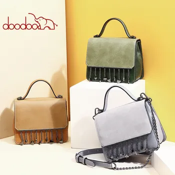 

DOODOO Women‘s Bag 2020 Spring and Summer New Korean Version of The Tassel Small Square Bag Fashion Shoulder Messenger Handbag