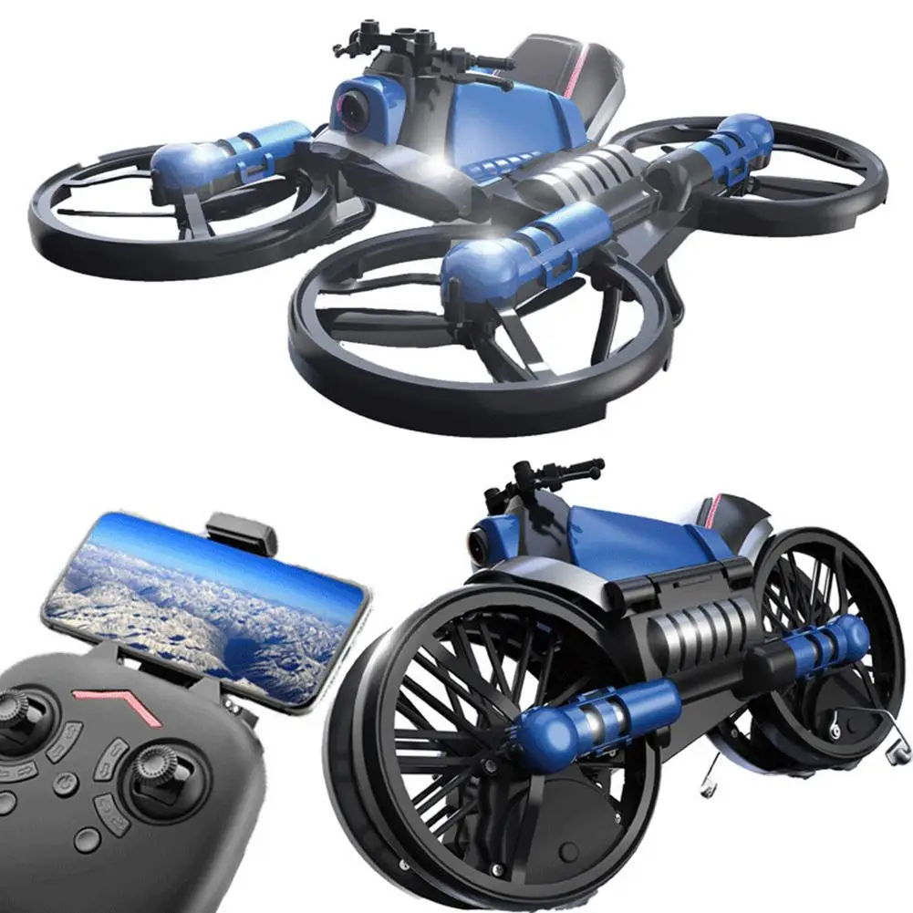 

2 in 1 6 Axis 2.4G Folding RC Motorcycle Aircraft Quadcopter WiFi Camera Toy New