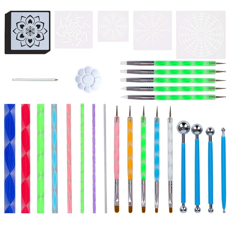 

34Pcs Mandala Dotting Tools for Painting Rocks Mandala Painting Dotting Stencil Dot Mandala Kit