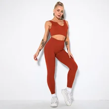 

Women's 2pcs Tracksuit Yoga Set Female Clothing Workout Sportswear Gym Fitness Clothing Yoga Set Fitnes Suit Sports Outfit