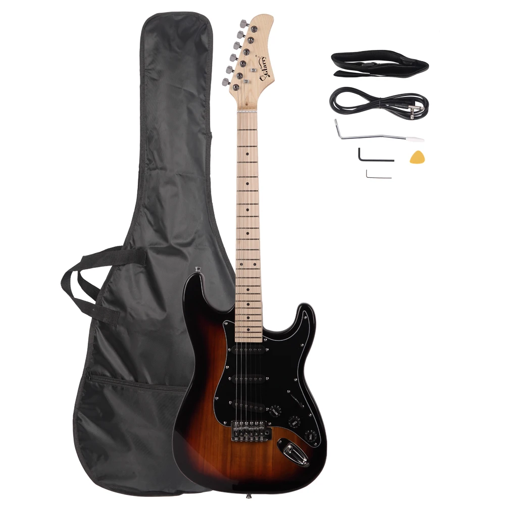 

Glarry GST Stylish Electric Guitar Kit with Black Pickguard Sunset Color Suitable for Novice Beginners Home Teaching