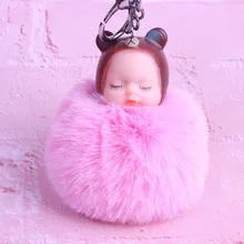 Креативный коричневый медведь Pom-ключ "помпон" кольцо из искусственного меха кролика рекс Monchichi Sleep Meng Сумочка куклы кулон напрямую от производителя