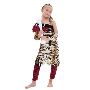 

Leopard Savage Caveman Croods Flintstones Primitive Costume Indian Cosplay Halloween Party Costumes for Kids Girls