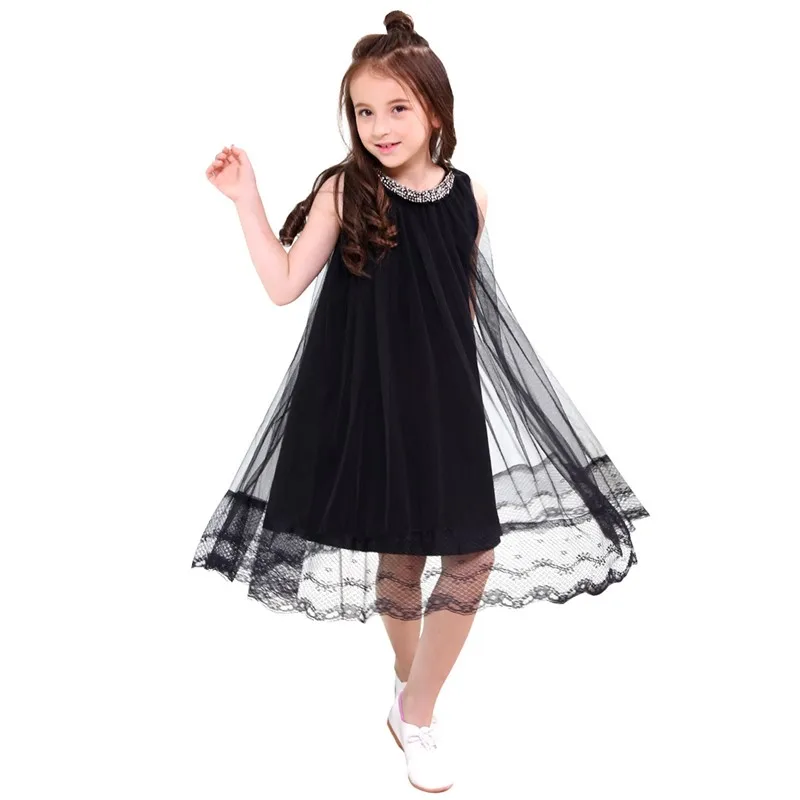 Платье принцессы для девочек; одежда для малышей; вечерние платья с блестками для девочек; черное Сетчатое платье для девочек; одежда для детей