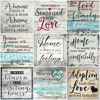 

HUACAN 5D DIY Diamond Embroidery Full Drill Letter Painting Cross Stitch Text Diamond Mosaic Home Decor