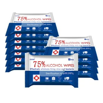 

10sheets/Pack Portable 75% Alcohol Wet Wipes Antiseptic Disinfection Wipes Sterilization Wipes Household Hand Cleaning Wipes