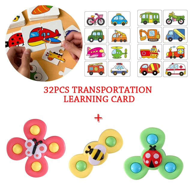 Baby Rattles Toy For Kids Bathroom Shower Gyro Animal Sucker Spinner Montessori Touch Sensory Toys For Newborn Infant 0-12 Month set2