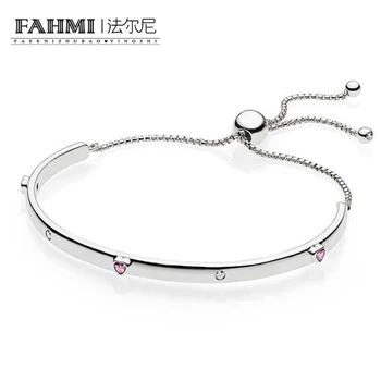 

FAHMI 925 sterling silver jewelry classic drop zircon bracelet girls fashion simple bracelet silver jewelry gifts
