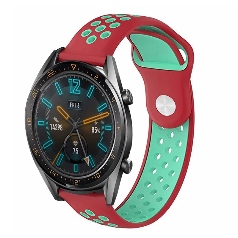 Спортивный Браслет Для huawei GT Watch Sttrap 22 мм мягкий резиновый ремешок для часов Galaxy Watch 46 мм gear S3 Amazfit 1 2 22 мм ремешки на запястье - Цвет ремешка: Red-mint