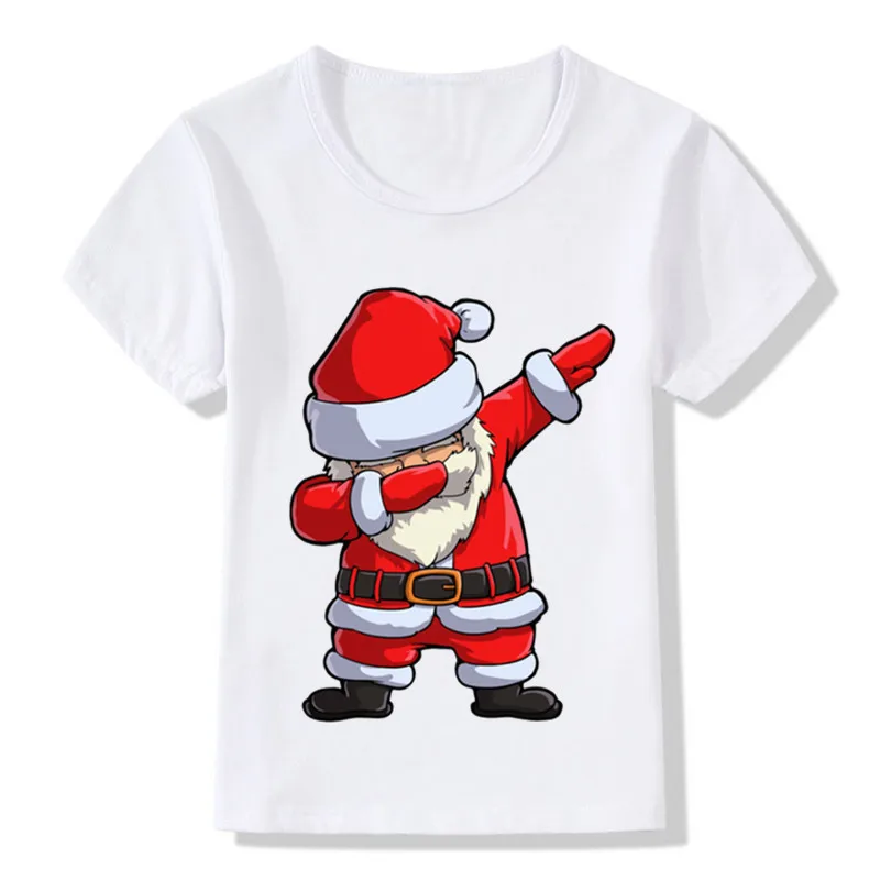 Детские Забавные футболки с рождественским узором для мальчиков и девочек детская футболка с Санта Клаусом детская одежда топы, футболки, футболки белые футболки