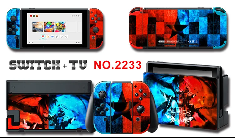 1set New Cute Anime Full Body Sticker for NS Switch Protective Cover Skin Colorful Art for Game Console Joy-Con Controller Decor