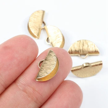 

Brass Ribbon Crimps,Raw Brass Ribbon Clasp,Half Moon Crimp End,Cord End, Fasteners Clasp, Round Ribbon Claws,15mmx8.5mm-RB1028