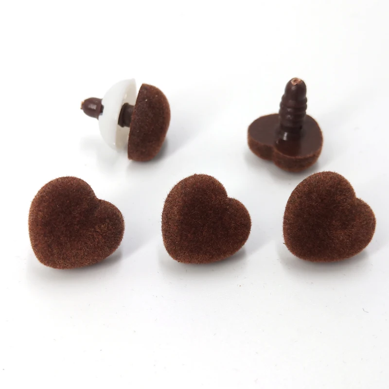 30pcs 18mm Heart Brown Flocking Nose/Velvet Safety Nose