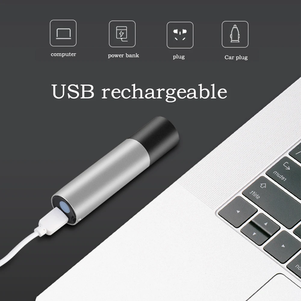 Мини usb перезаряжаемый портативный светодиодный фонарик 3 режима освещения zoom