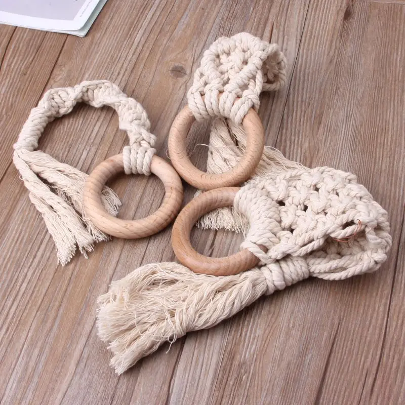 Прямая поставка, детский прорезыватель, вязанный крючком, деревянная погремушка, Пищевой Деревянный прорезыватель, детские товары, сделай сам, игрушки для прорезывания зубов
