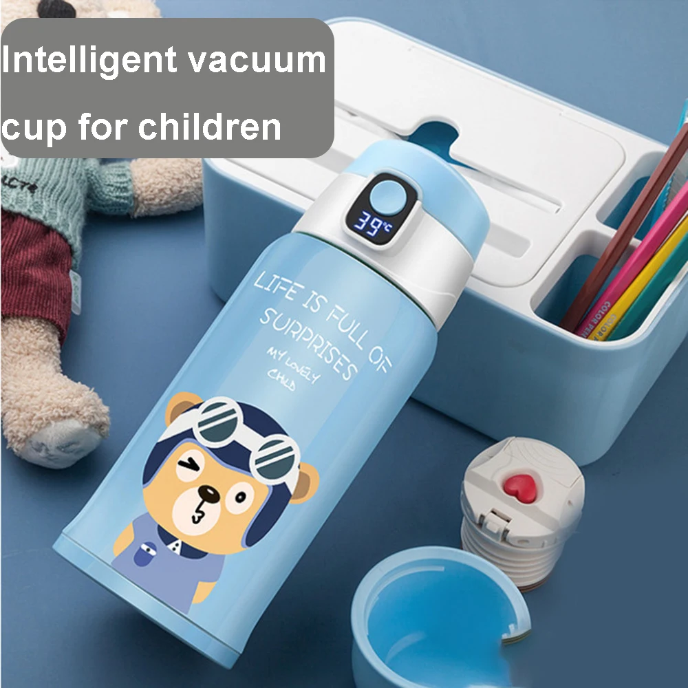 

Intelligent Display Temperature Thermos Cup Stainless Steel Cup Anti-fall Cartoon Sippy Cup Portable kettle Children's Mug 20