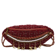 Осенне-зимняя шерстяная сумка, поясная сумка, дамская сумочка, женская сумка-мессенджер, нагрудная сумка, сумка на плечо с цепочкой