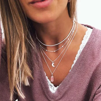 

Boho Moon Choker Necklace For Women Beads Stone Chocker collar collier femme collares mujer colar naszyjnik Ketting