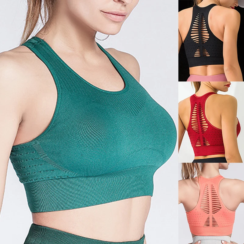 

New Women Sports Bra Sexy Mesh Brathable Sports Top Push Up Female Gym Fitness Sports Underwear Female Seamless Running Yoga Bra