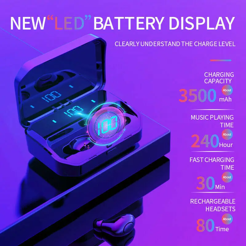 G12 TWS Bluetooth 5 0 Dual Headset Stereo Wireless Earbuds Music Sport Earphones HiFi Sound Gaming Waterproof Earphone Handfree