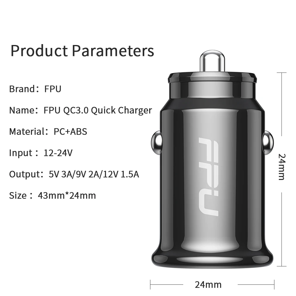 FPU автомобильное зарядное устройство Quick Charge 3,0 для iPhone iPad QC QC3.0 быстрое USB зарядное устройство адаптер для samsung Xiaomi мобильное Мини Автомобильное зарядное устройство