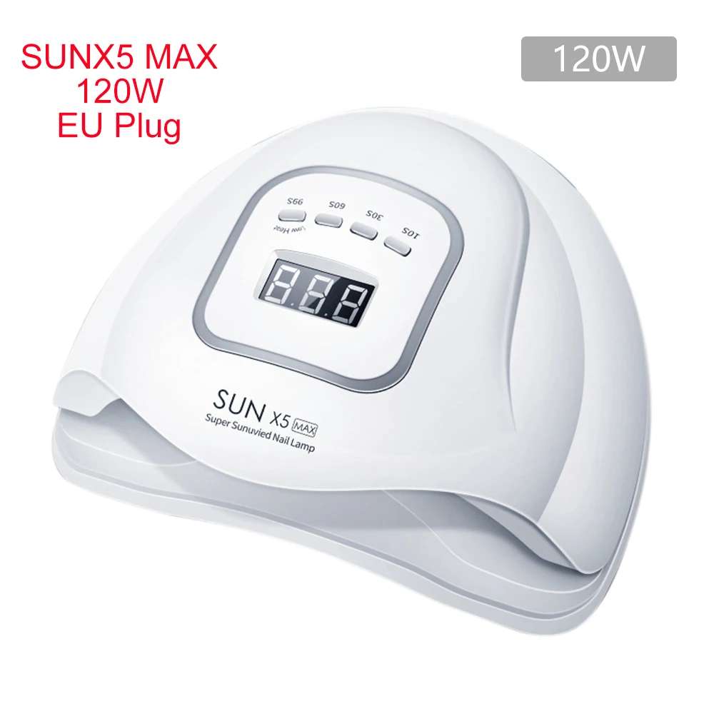 SUNX5 MAX (EU Plug) SUNX5 MAX 120 Вт Светодиодная УФ-лампа для ногтей с 45 светодиодный s для всех гелей-лаков, светильник от солнца, лампа для маникюра, Сушилка для ногтей, сушка, умный ЖК-дисплей - Цвет: SUNX5 MAX (EU Plug)