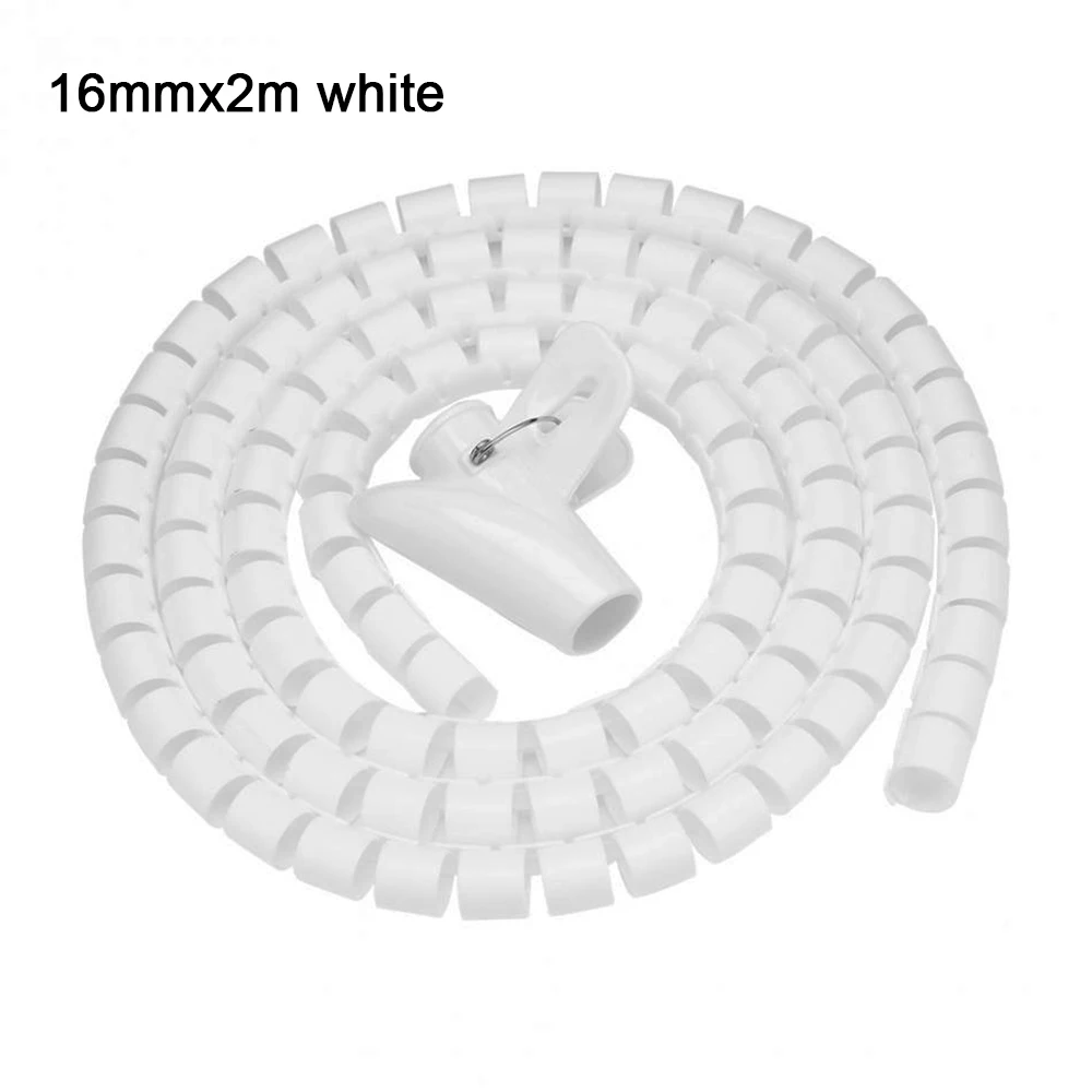 Flexible Spirale Kabelschlauch Umhüllung Computer Organizer Draht 2M 10mm Weiß 