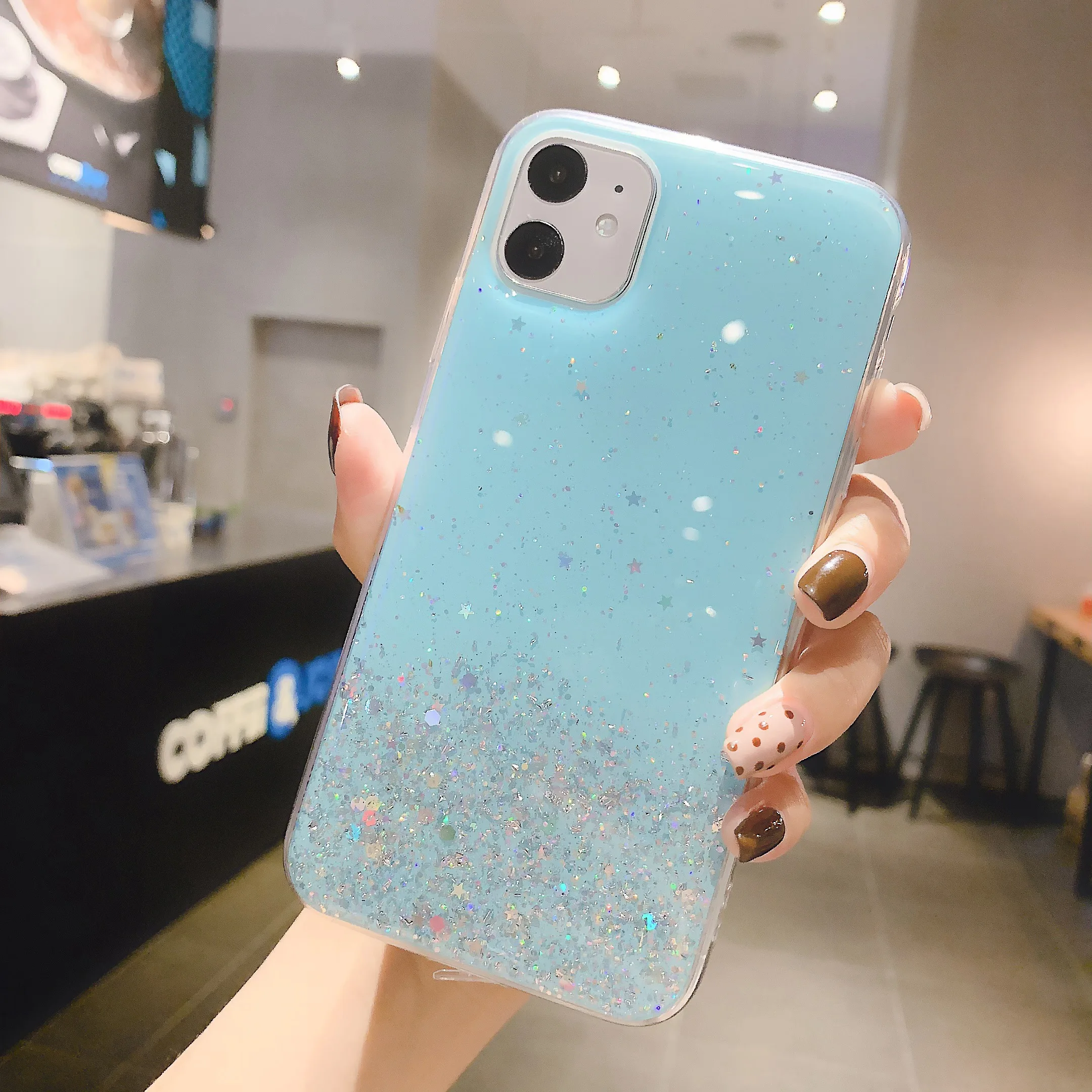 Чехол для телефона с серебряной фольгой и звездой iPhone 11 11Pro 2019 Чехлы мягкие