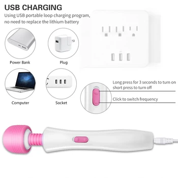 AV Vibrator Magic Wand Body Massager Clitoral Nipple Stimulator Muscle Relaxation Female Masturbator Erotic Sex Toys for Couple 3