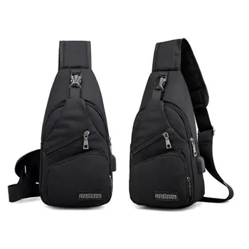 

New Men Chest Bag With USB Charge Small Backpack 2020 Man Leisure Waterproof Oxford Cloth Multifunction Shoulder Bag
