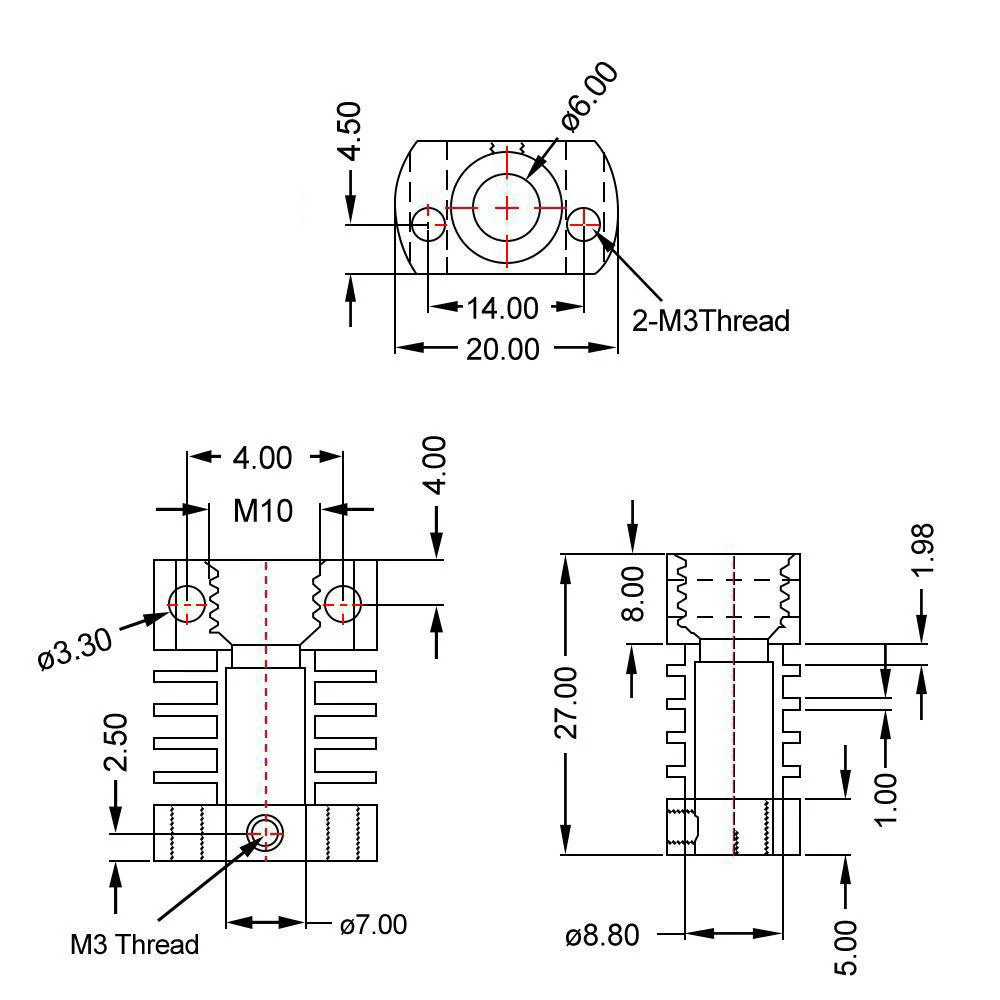 Части 3d принтера, полностью металлические j-головки Hotend MK8 экструдер комплект для CR-10 CR-10S 3D V6 Боуден экструдер 1,75/0,4 мм сопло