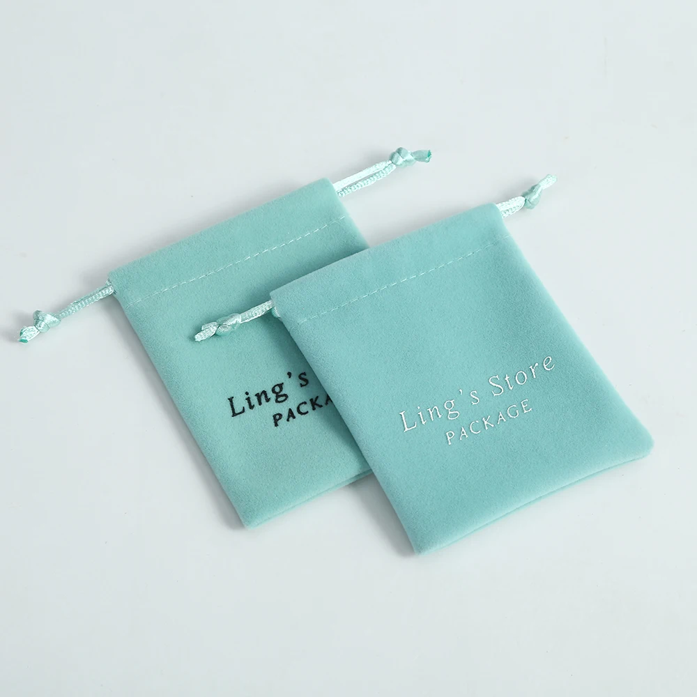 50Pcs/Lot Green Thick Velvet Jewelry Pouch for Wedding Party Custom Logo Storange Organzer Christmas Party Gift Bag