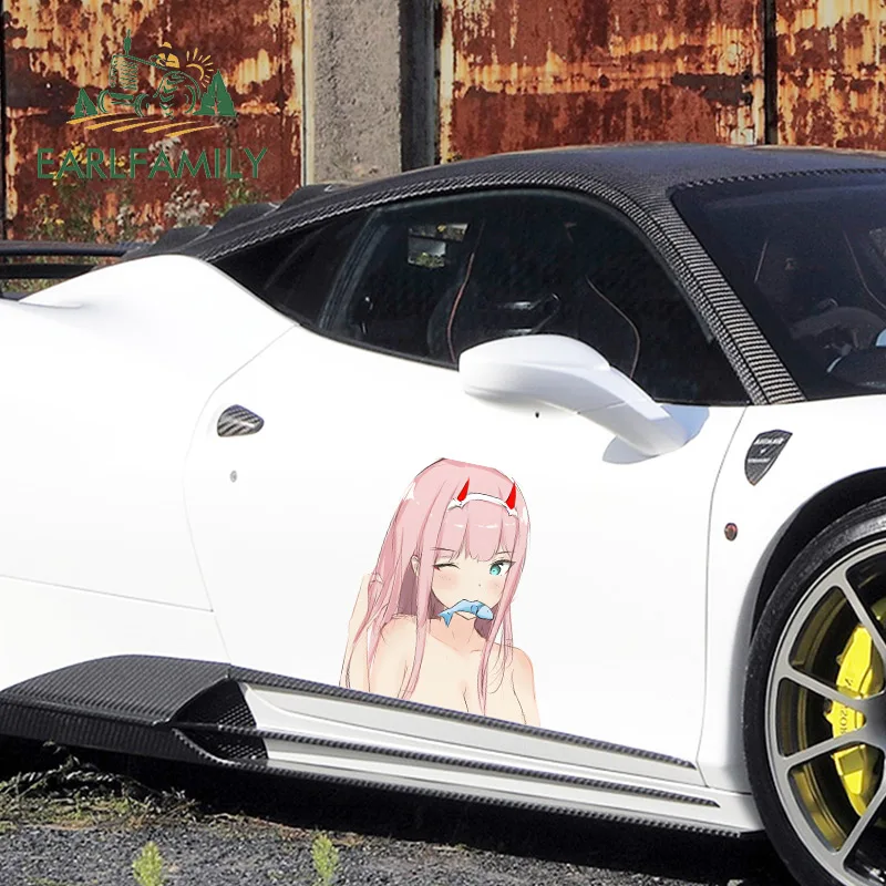 EARLFAMILY 43cm x 37.3cm For Zero Two Windows Car Stickers Vinyl Material Decal Motorcycle Personality Occlusion Scratch