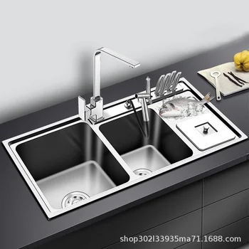 

Stainless Steel Kitchen Sink Double Bowl Thickness Sinks Kitchen Above Counter or Udermount Sinks Vegetable Washing Basin