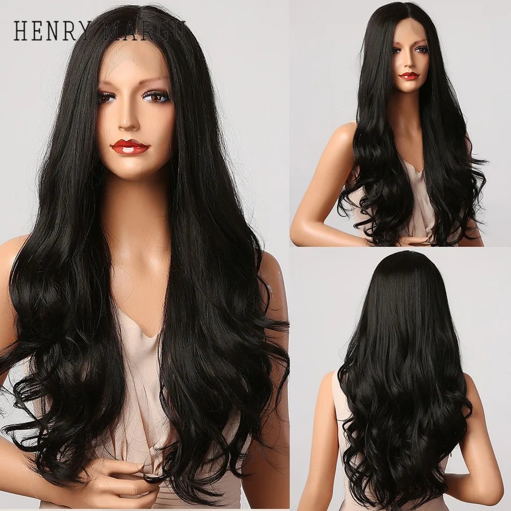 Frente do Laço Peruca do Laço para Mulher Resistente ao Calor Henry Margu Peruca Sintética Ombre Marrom Loira Meio Parte Longa Natural Ondulado Diário 6 High Quality Apliques e perucas