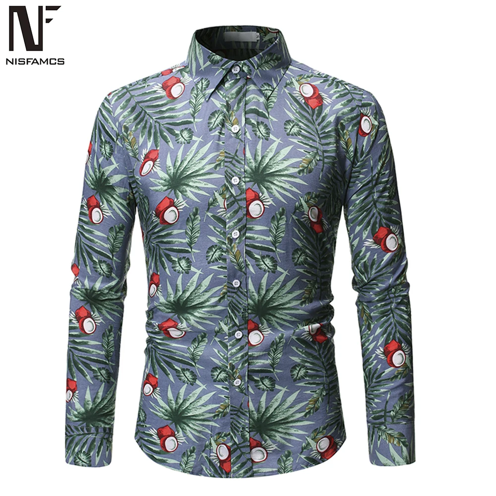 Gentleman Floral Shirts Business Casual Male Tops Turn-down Collar Vintage Printed Shirt Dinner Party Wear Europe Size Men Blusa