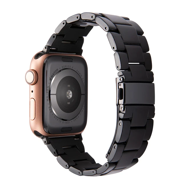Resin strap for apple watch band 7 44mm 40mm 42mm 38mm 41 45mm correa transparent Loop watchband for iwatch 7 6 se series 5 4 3 Pure black