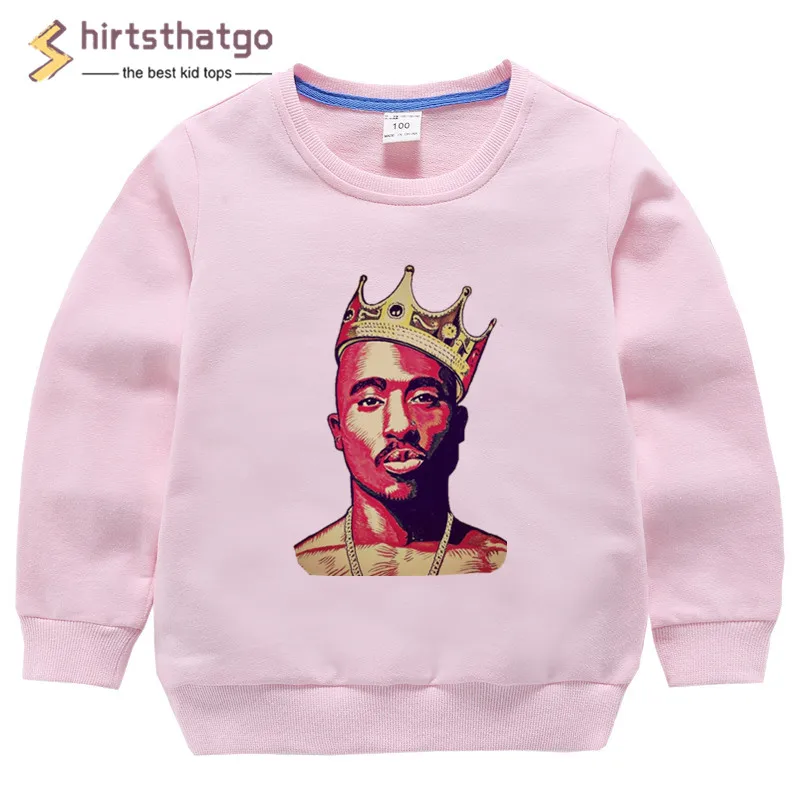 2pac/забавные толстовки с капюшоном в стиле хип-хоп для мальчиков и девочек; толстовки; детская осенне-зимняя одежда для малышей; детский пуловер; топы; подарок в виде черной пятницы - Цвет: T127J-pink