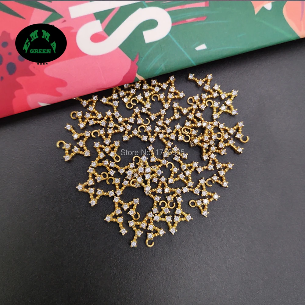 

Charm Pendant Accessories Half Hole Star Zircon Crystal Copper Earrings Charm DIY Jewelry Making Charm Pendant 10 pcs 11 mm