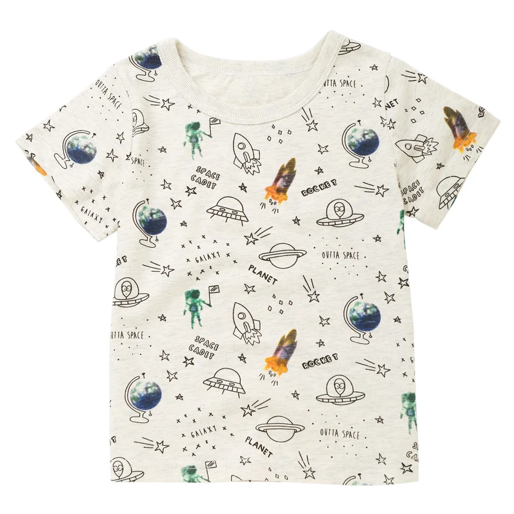 

2019 Korean-style Summer New Style Europe And America Cartoon Printed Pattern CHILDREN'S Short-sleeved T-shirt Pure Cotton Child