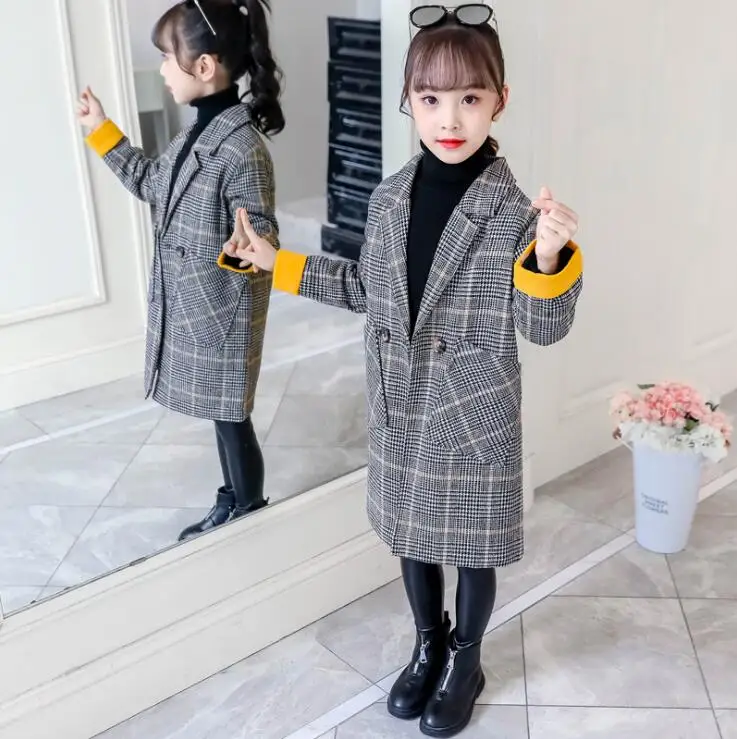 9.28th New Arrival Fashion Girl Long Coat Autumn Winter add Cotton Children's coat 110-160cm Kids Clothes Retail
