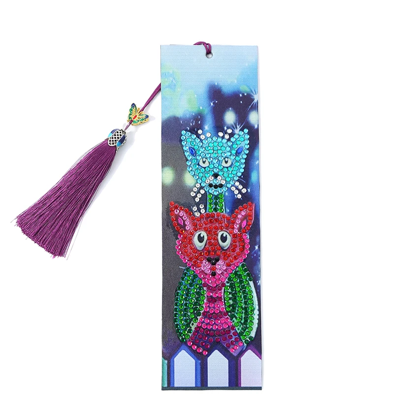 Diamond Painting Bookmark 5D DIY Special Shaped Diamond Art Mosaic Leather Tassel Book Marks Diamond Embroidery Cross Stitch 5d shiny diamond painting 5D DIY Diamond Painting