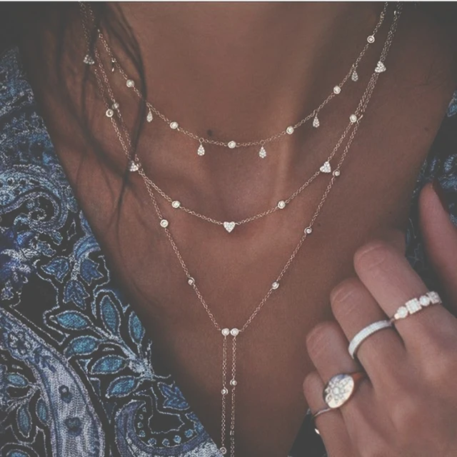 Bohemian Multi-layer Moon Star Necklace For Women Gold Color 2020 Vintage Pendants Necklaces Geometry Chokers Jewelry Gift 5