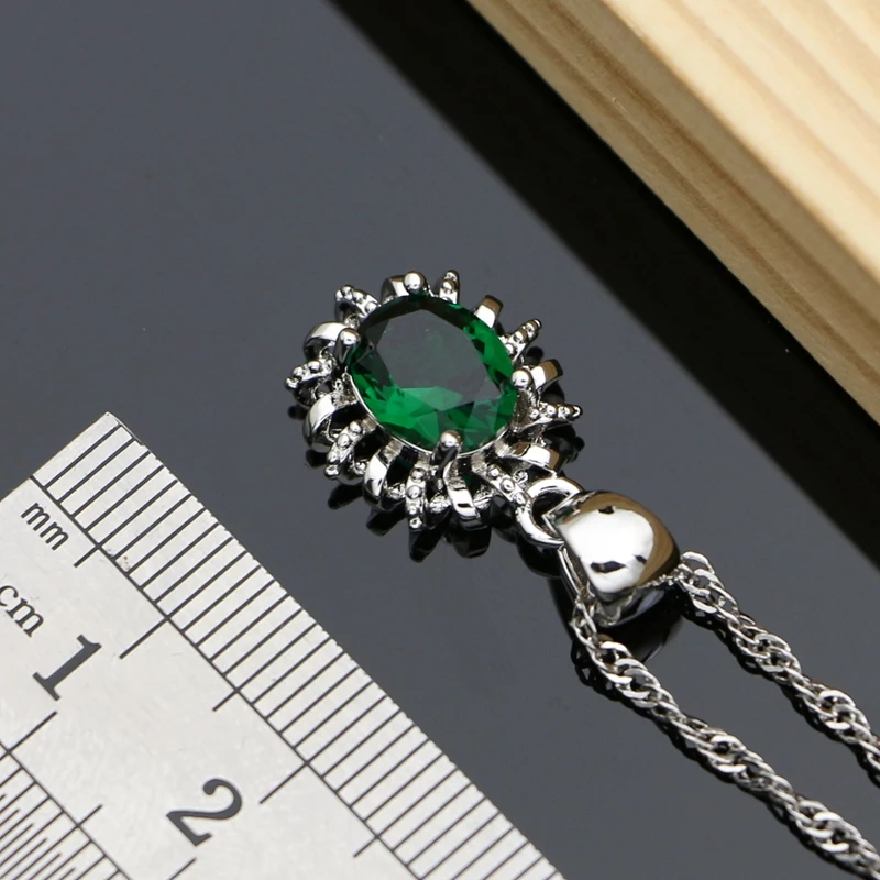 Silver Jewelry Set Jewelry Set Silver Jewelry Women 925 Sterling Silver Earrings Jewelry Sets Gem Emerald Fine Bridal Bracelet Necklace Sets 7 Colors Stone