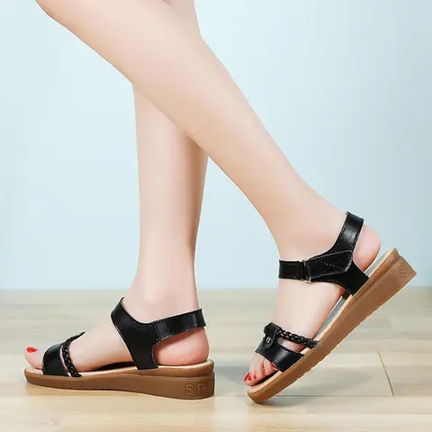 women 2022 fashion slope heel non slip shoes women sandals summer open toe solid color casual shoes women sneakers